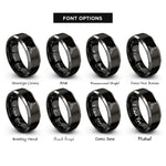 font options for inside engraving on black & grey tri wing rings