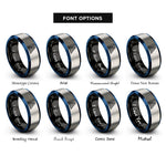 font options for inside engraving on black & blue & silver triangle rings