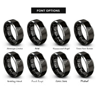 font options for inside engraving on black & silver triangle rings