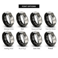 font options for inside engraving on black & grey triangle rings