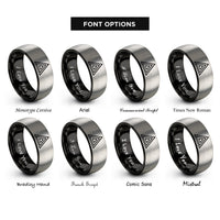 font options for inside engraving on black & grey triangle rings