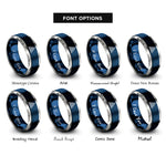 font options for inside engraving on blue & gray triangle rings