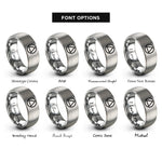font options for inside engraving on silver triangle circle rings