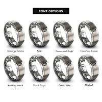 font options for inside engraving on gray triangle circle rings