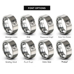 font options for inside engraving on grey triangle circle rings