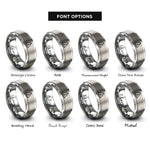 font options for inside engraving on gray triangle rings