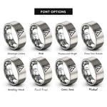 font options for inside engraving on gray triangle rings