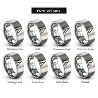 font options for inside engraving on gray triangle rings