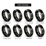font options for inside engraving on black & gray triangle mosaic rings