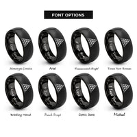 font options for inside engraving on black triangle mosaic rings