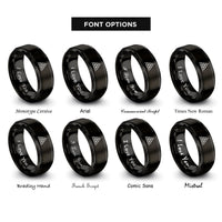 font options for inside engraving on black triangle mosaic rings