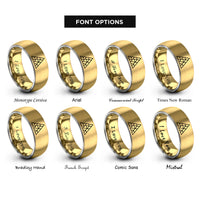 font options for inside engraving on gold & silver triangle mosaic rings