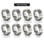 font options for inside engraving on grey triangle mosaic rings