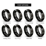 font options for inside engraving on black & grey triangle peaks sun rings