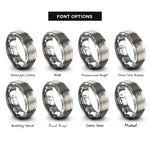 font options for inside engraving on grey triangle peaks sun rings