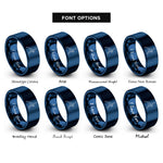 font options for inside engraving on blue triangle pose trikonasana rings