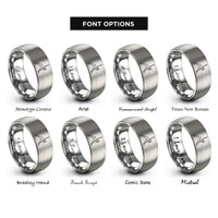 font options for inside engraving on gray triangle pose trikonasana rings