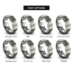 font options for inside engraving on gray triangle pose trikonasana rings