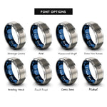 font options for inside engraving on blue & grey triangle tessellation circle rings
