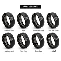 font options for inside engraving on black triangle topo lines rings
