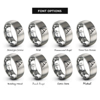 font options for inside engraving on grey triangle wave rings