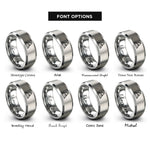 font options for inside engraving on gray triangle wave rings