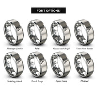 font options for inside engraving on gray triangle wave rings
