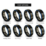 font options for inside engraving on gunmetal & blue triangle wave rings