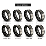 font options for inside engraving on black & gray triangular lattice dotwork rings