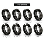 font options for inside engraving on black & silver triangular lattice dotwork rings