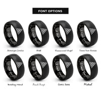font options for inside engraving on black triangular lattice dotwork rings