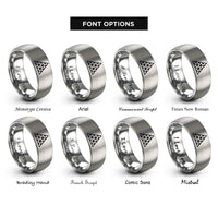 font options for inside engraving on gray triangular lattice dotwork rings