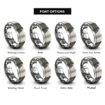 font options for inside engraving on silver triangular lattice dotwork rings