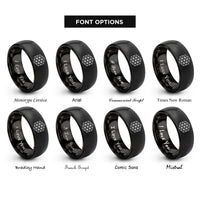 font options for inside engraving on black triangular tessellation rings