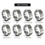 font options for inside engraving on grey triangular tessellation rings