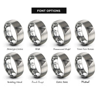 font options for inside engraving on gray triangular tiling rings