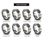 font options for inside engraving on gray triangular tiling rings