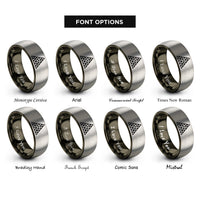 font options for inside engraving on gunmetal & gray triangular tiling rings