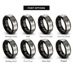 font options for inside engraving on black & grey triangulated map mesh rings