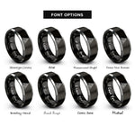 font options for inside engraving on black & grey triangulation lines rings