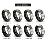 font options for inside engraving on black & silver triangulation lines rings