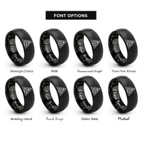 font options for inside engraving on black triangulation lines rings