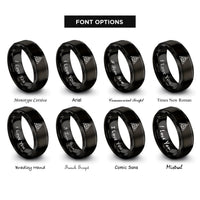 font options for inside engraving on black triangulation lines rings