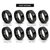 font options for inside engraving on black triangulation lines rings
