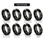 font options for inside engraving on black & grey triangulation marker rings