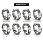 font options for inside engraving on silver triangulation marker rings
