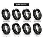 font options for inside engraving on black & silver tribal frog leaping rings