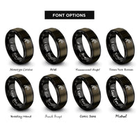 font options for inside engraving on gunmetal & black tribal frog leaping rings