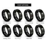 font options for inside engraving on black tribal horse feather rings