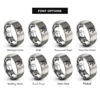 font options for inside engraving on gray tribal horse feather rings